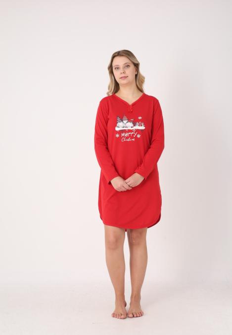 Camasa de noapte Craciun,Imprimeu Merry Christmas,En-gros